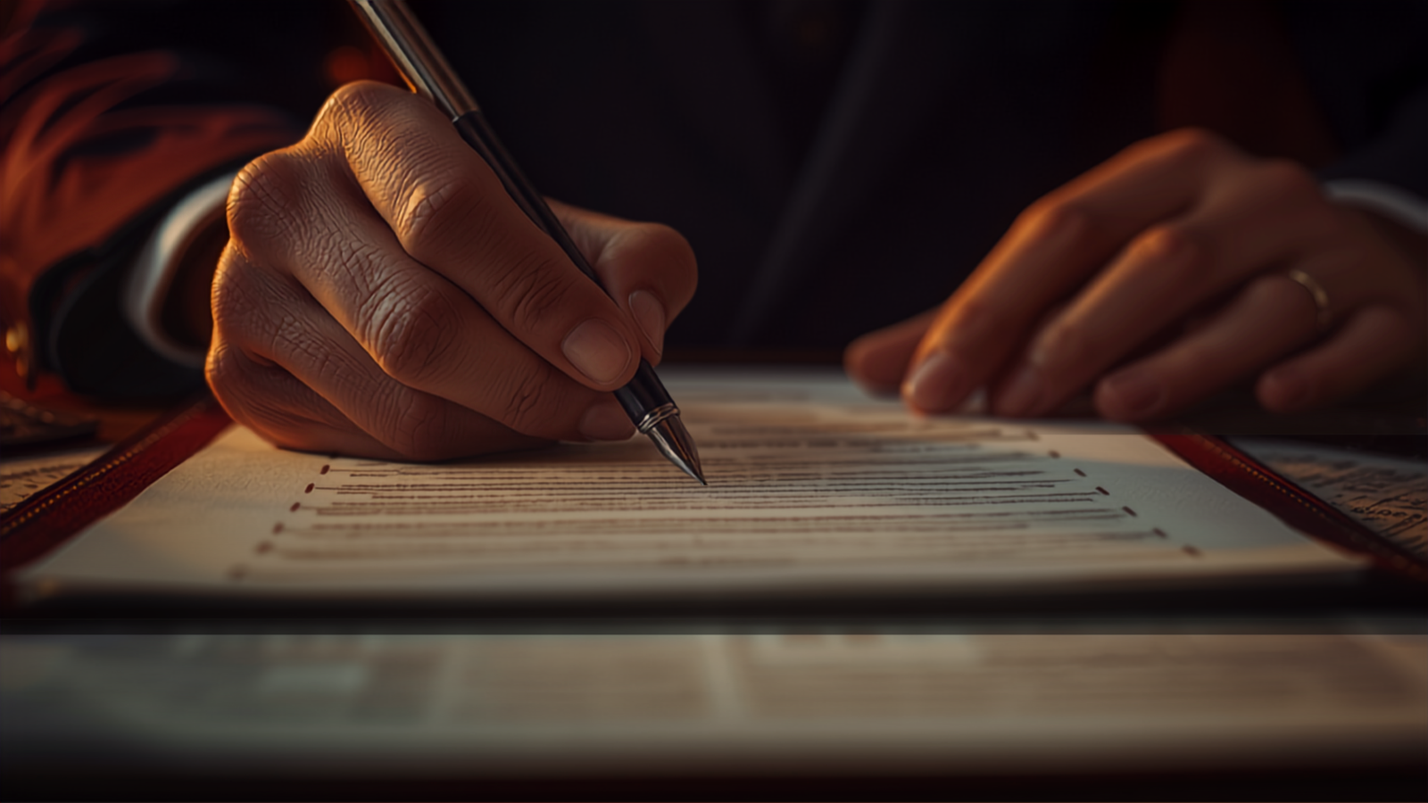 Close-up of a hand carefully reviewing an application, representing meticulous documentation